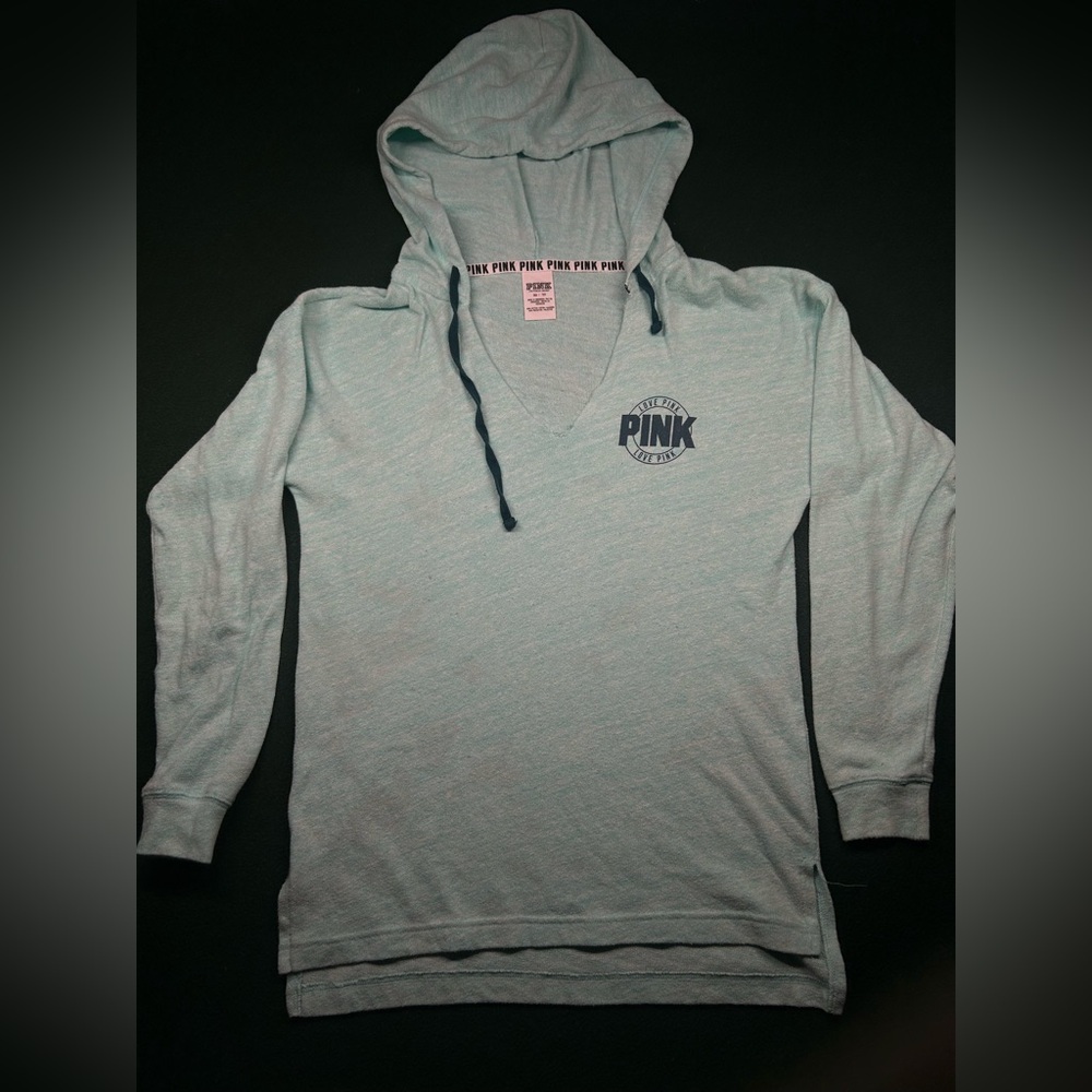 PINK Lightweight Hooded Pullover - Seafoam Green
